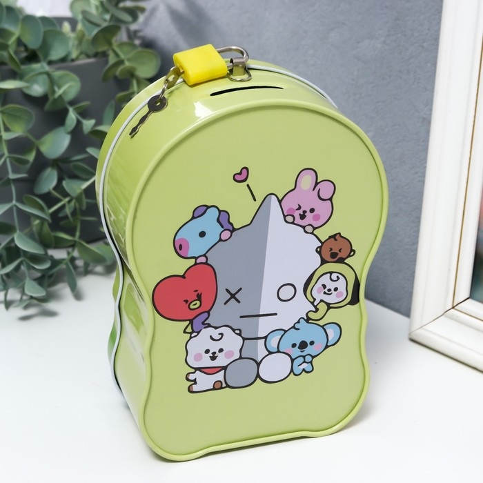 Копилка металл Копилка металл "Костюмированная вечеринка в зоопарке" с замком и ключами 15х6,5х12 см