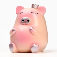 Копилка "Свинка с короной" розовая-серебро, 17см Копилка "Свинка с короной" розовая-серебро, 17см