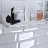 Органайзер для хранения, навесной, 1 секция, с клеевой основой, 35 × 10 × 7,5 см, цвет полупрозрачный/белый Органайзер для хранения, навесной, 1 секция, с клеевой основой, 35 × 10 × 7,5 см, цвет полупрозрачный/белый