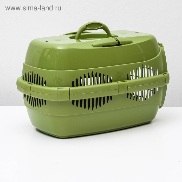 Переноска для животных до 9 кг Переноска для животных до 9 кг "Пижон", металлическая дверь, 43 х 29 х 27,5 см, оливковая