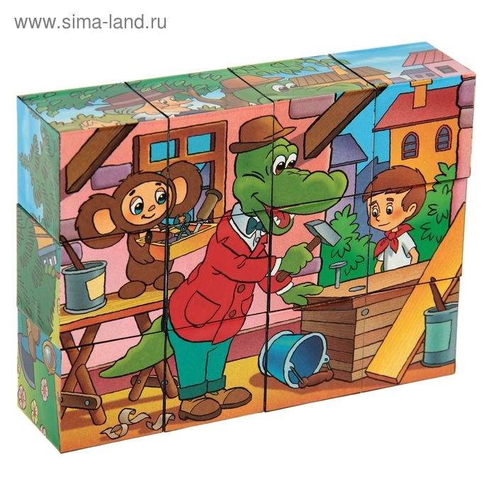 Кубики "Чебурашка", 12 штук