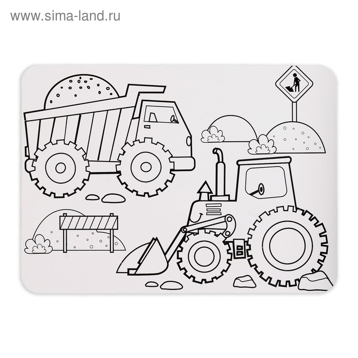 Пазл в рамке &laquo;Машины на стройке&raquo;, 34 детали + раскраска