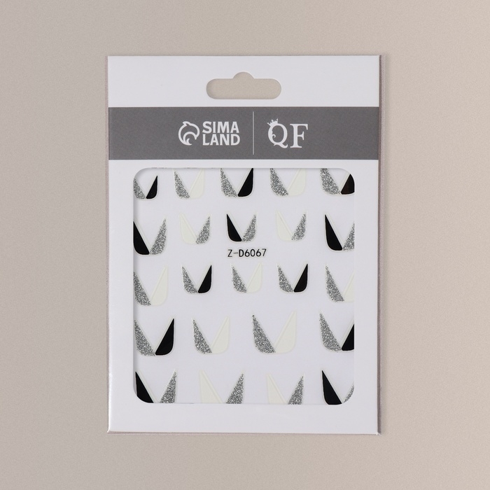 Наклейки для ногтей «FRENCH», цвет белый/серебристый/чёрный Наклейки для ногтей «FRENCH», цвет белый/серебристый/чёрный