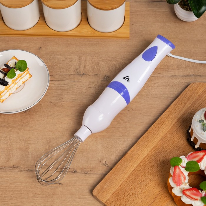 Блендер Luazon LBR-24, погружной, 250 Вт, 0.6 л, 1 скорость, бело-фиолетовый Блендер Luazon LBR-24, погружной, 250 Вт, 0.6 л, 1 скорость, бело-фиолетовый