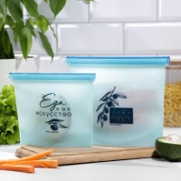 Набор силиконовых пакетов-контейнеров «Счастье есть», 1000 мл, 500 мл Набор силиконовых пакетов-контейнеров «Счастье есть», 1000 мл, 500 мл