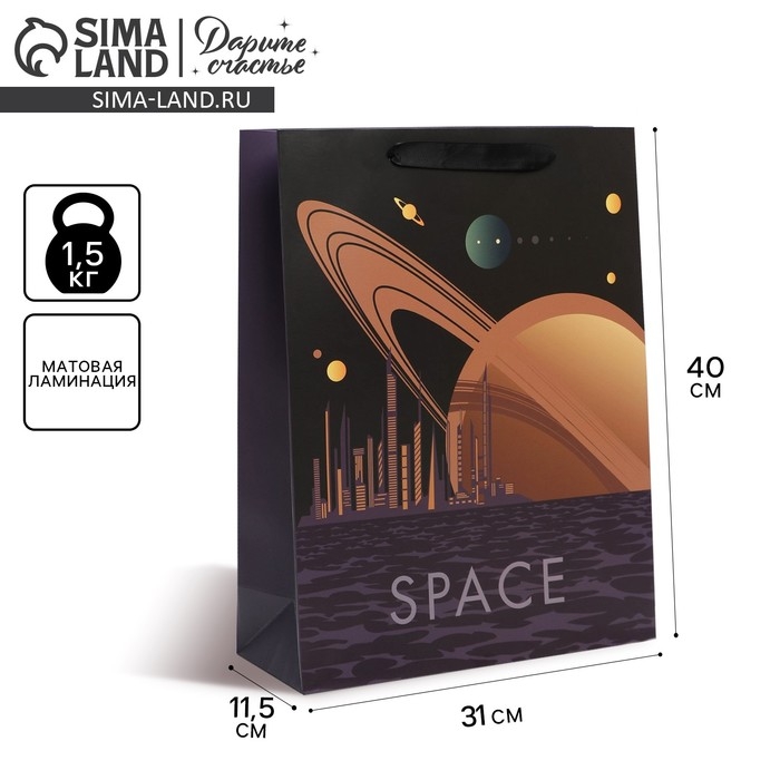 Пакет подарочный ламинированный вертикальный, упаковка, &laquo;Космос: Pluto&raquo;, L 31 х 40 х 11,5 см