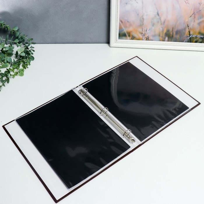 Фотоальбом на кольцах 30 листов+30 файлов "Сладости" чёрные листы 31,4х25,8х5 см