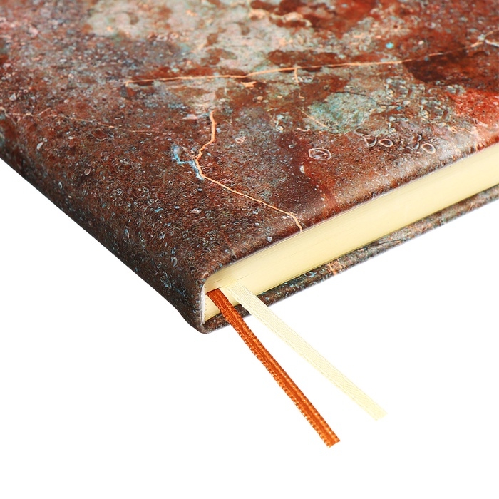 Ежедневник недатированный A5 136 листов, кожзам deVENTE. Marble, твердая обложка с поролоном, перфорация, ляссе, блок 70, коричневый