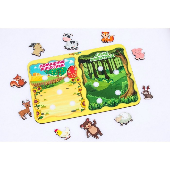 Сортер &laquo;Какая разница? Домашние и дикие животные&raquo;, на липучках, детали: 4 см