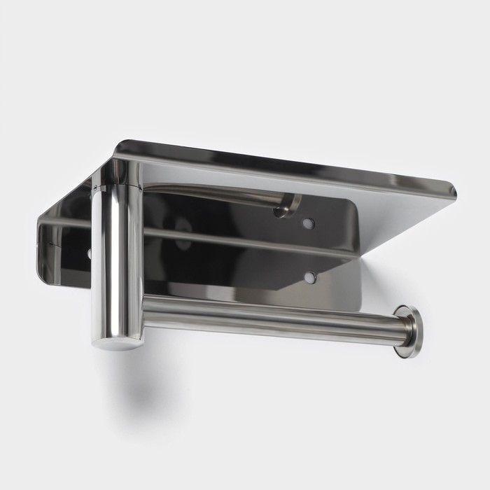 Держатель для туалетной бумаги с полочкой, 18&times;10&times;9 см, хром