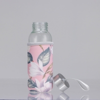 Бутылка стекло в чехле &laquo;Цветы&raquo;, 350 мл