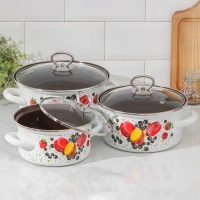 Набор кастрюль &laquo;Сластёна&raquo;, 3 предмета: 1,9 л, 2,5 л, 3,7 л, крышки, индукция