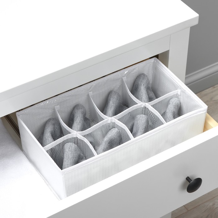 Органайзер для хранения белья LaDо́m, 8 ячеек, 28×16×10 см, цвет белый Органайзер для хранения белья LaDо́m, 8 ячеек, 28×16×10 см, цвет белый