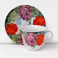 Сервиз чайный керамический на металлической подставке Доляна «Роспись», 13 предметов: 6 чашек 210 мл, 6 блюдец d=14 см, чайник 1 л Сервиз чайный керамический на металлической подставке Доляна «Роспись», 13 предметов: 6 чашек 210 мл, 6 блюдец d=14 см, чайник 1 л