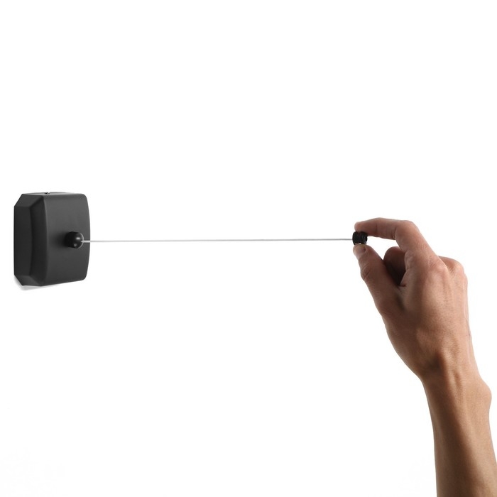 Настенная сушилка для белья ТУНДРА, нейлоновый вытяжной трос 2.8 м. до 3 кг, цвет черный Настенная сушилка для белья ТУНДРА, нейлоновый вытяжной трос 2.8 м. до 3 кг, цвет черный