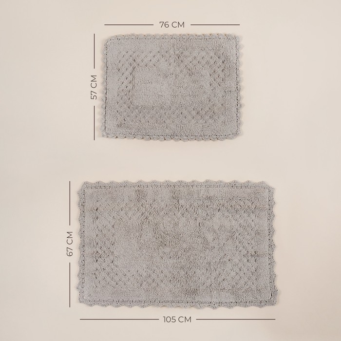 Коврики для ванной SL Home, 2 шт: 50×70 см, 60×100 см, цвет серый Коврики для ванной SL Home, 2 шт: 50×70 см, 60×100 см, цвет серый