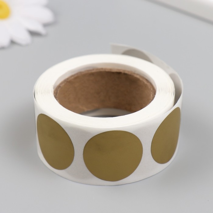 Наклейка бумага "Золотой кружочек" скретч-слой d=2,5 см 300 шт в рулоне