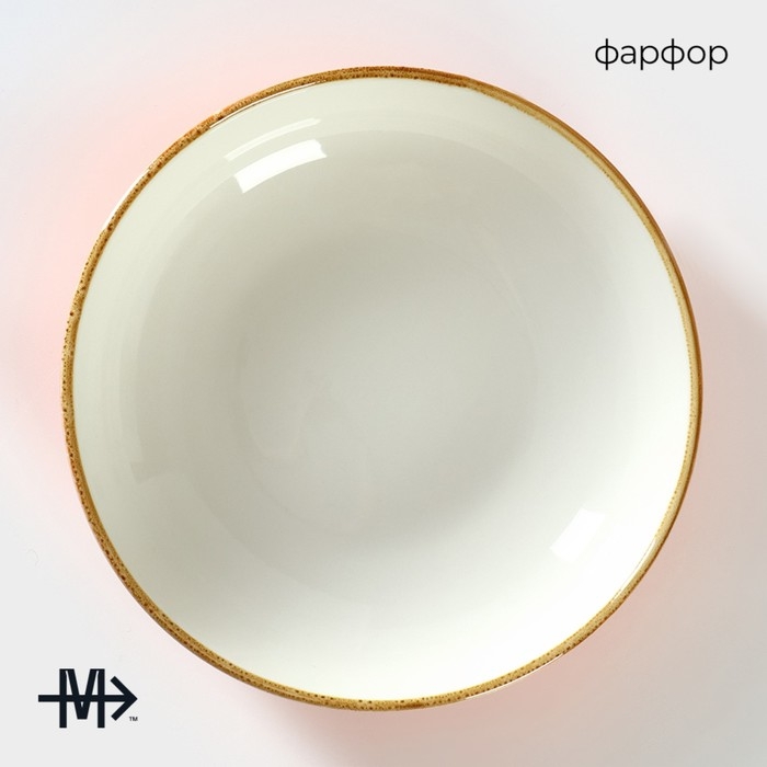 Тарелка глубокая фарфоровая Magistro &laquo;Церера&raquo;, 1,1 л, d=22 см, цвет оранжевый