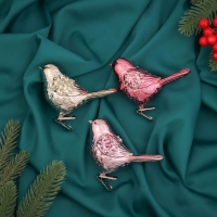 Украшение ёлочное "Сказочная птица" (набор 3 шт) на зажимах, 10,5х7 см, микс