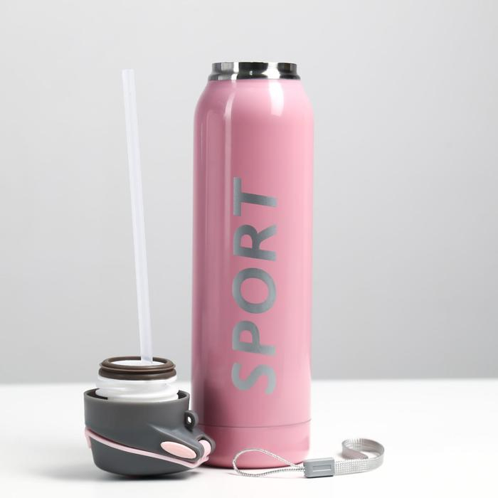 Термос, 500 мл, Спорт, 5.5 х 23 см, с трубочкой, розовый Термос, 500 мл, Спорт, 5.5 х 23 см, с трубочкой, розовый
