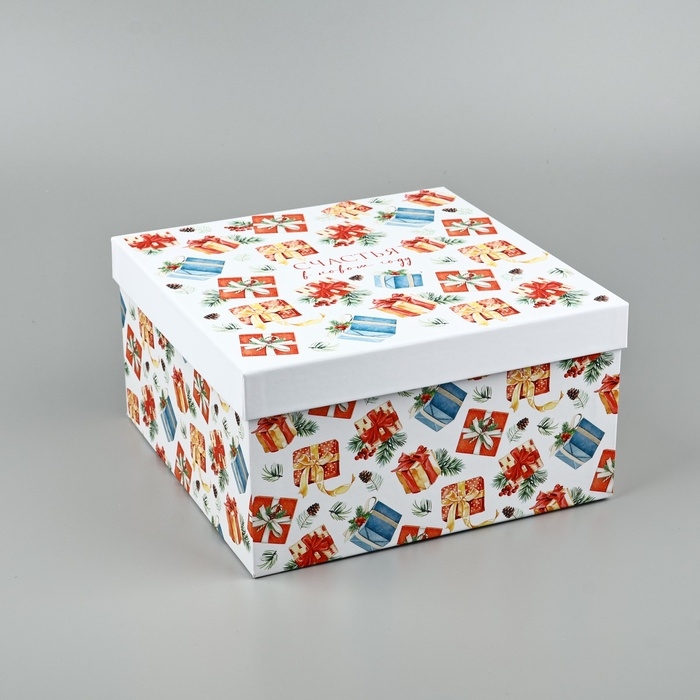 Коробка подарочная «Счастья в Новом году», 26 х 26 х 14 см, Новый год Коробка подарочная «Счастья в Новом году», 26 х 26 х 14 см, Новый год