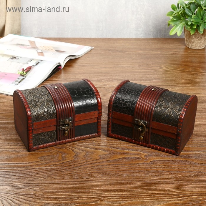 Шкатулка дерево состаренная "Питон и медальон" сундучок МИКС 11х16х10,5 см