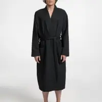 Халат вафельный Kimono, черный, размер M/L