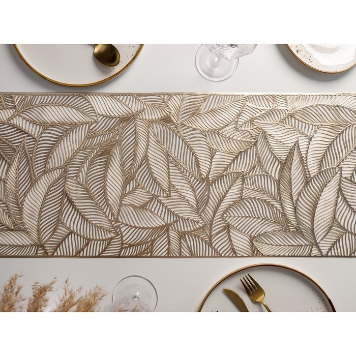 Дорожка на стол Доляна &laquo;Листопад&raquo;, 30&times;150 см, цвет золотой