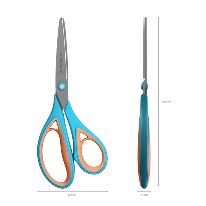 Ножницы ErichKrause Endeavor Ergo, 19.5 см, антискользящие резиновые вставки, улучшенная заточка, блистер, МИКС Ножницы ErichKrause Endeavor Ergo, 19.5 см, антискользящие резиновые вставки, улучшенная заточка, блистер, МИКС
