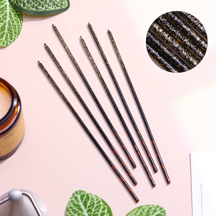 Набор свечей в торт, 6 штук "Сияние", жёлтый с чёрным, 17 см