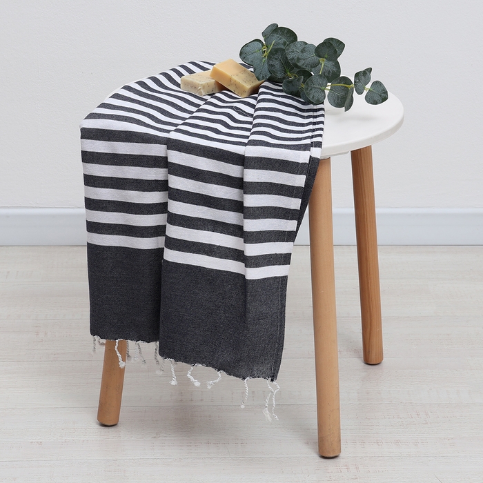 Полотенце Пештемаль LoveLife Marine, цв. чёрный, 75х170 см, 80% хл, 20% пэ, 190 г/м2 Полотенце Пештемаль LoveLife Marine, цв. чёрный, 75х170 см, 80% хл, 20% пэ, 190 г/м2