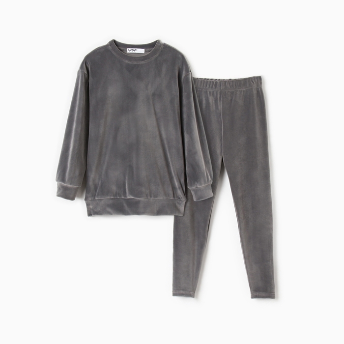 Костюм детский (свитшот, леггинсы) KAFTAN Plushy р.32 (110-116), серый
