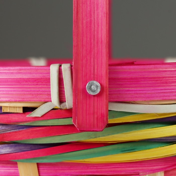 Корзина плетеная, D18 х 11 х 24 см, розовая, бамбук Корзина плетеная, D18 х 11 х 24 см, розовая, бамбук