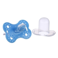 Соска - пустышка силиконовая ортодонтическая &laquo;Бабочка&raquo;, от 0 мес., с колпачком, цвет голубой
