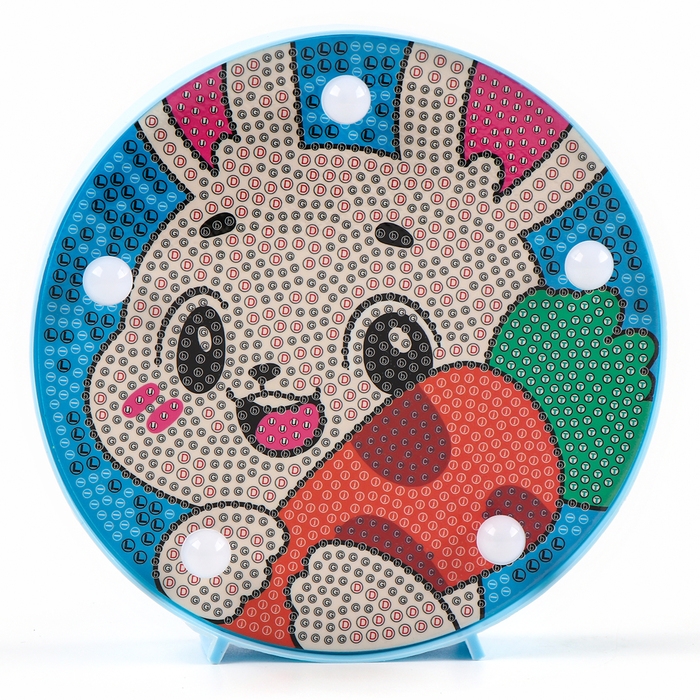 Ночник своими руками. Алмазная мозаика для детей с полным заполнением на ночнике &laquo;Зайка&raquo;, 15 х 15 см