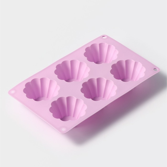 Форма для выпечки Доляна &laquo;Сладости. Пудинг&raquo;, силикон, 29,5&times;17,5 см, 6 ячеек (7,7&times;4 см), цвет МИКС