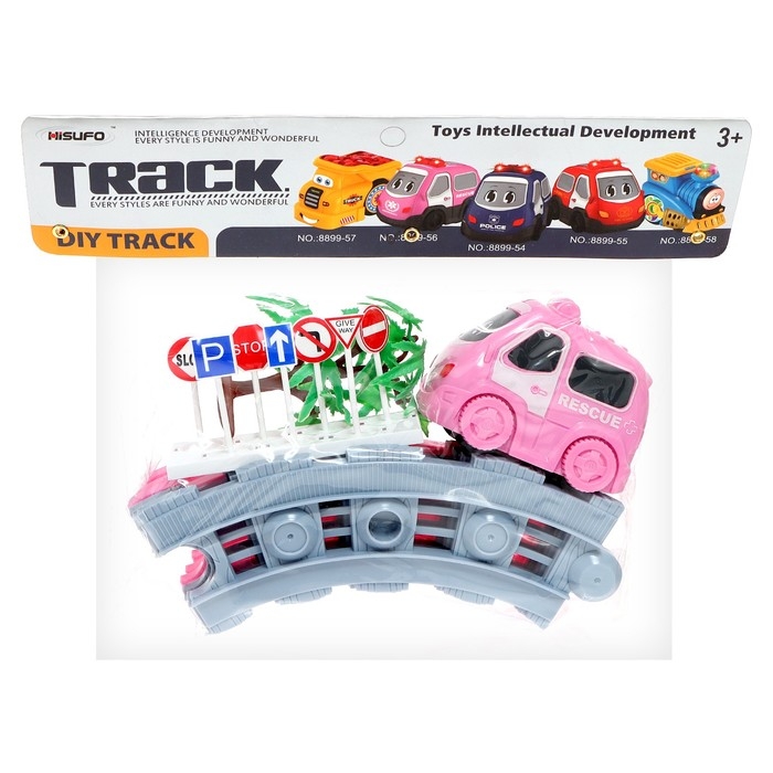 Автотрек «Розовая машинка», работает от батареек, дорожные знаки в комплекте Автотрек «Розовая машинка», работает от батареек, дорожные знаки в комплекте