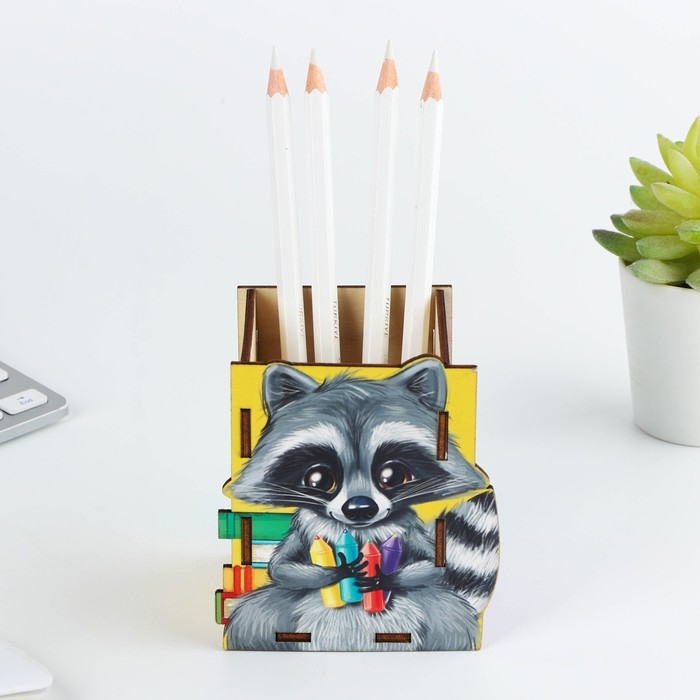 Органайзер для канцелярии &laquo;Милый енотик&raquo;, размер в собранном виде 7.5 х 6.5 х 9.4 см