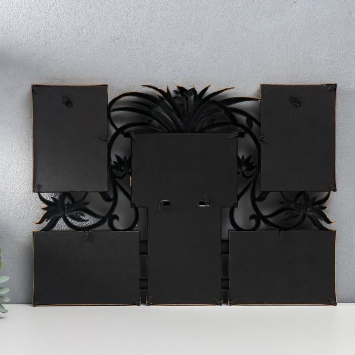 Фоторамка пластик на 6 фото 10х15 см Фоторамка пластик на 6 фото 10х15 см "Африканская лилия" тёмное золото 36х49 см