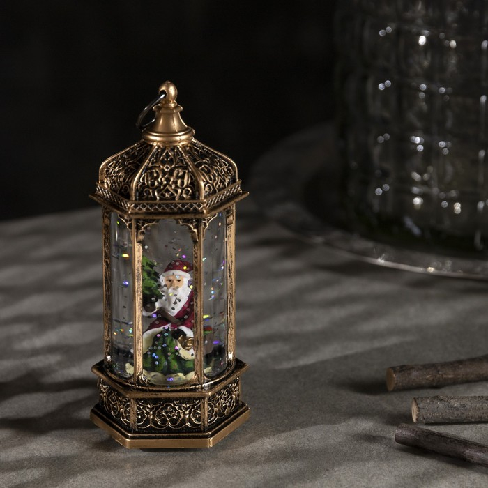 Светодиодная фигура &laquo;Дед Мороз в ротонде&raquo; 6.3 &times; 14 &times; 6.3 см, пластик, блёстки, батарейки AG13х3 (в комплекте), свечение тёплое белое