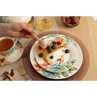 Тарелка фарфоровая обеденная Доляна &laquo;Пташка&raquo;, d=25,3 см, цвет белый