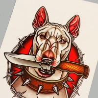 Татуировка на тело цветная "Милый Бультерьер" 26,1х14,6 см Татуировка на тело цветная "Милый Бультерьер" 26,1х14,6 см