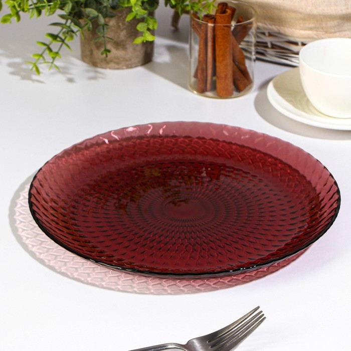 Тарелка плоская стеклянная &laquo;Идиллия&raquo;, d=25 см, цвет лилак