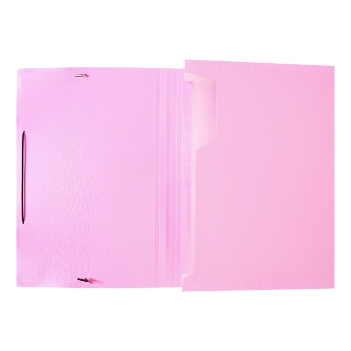 Папка картотека А4, Calligrata "Акварель", 13 отделений, пластиковая, 700 мкм, фламинго, резинка чёрная