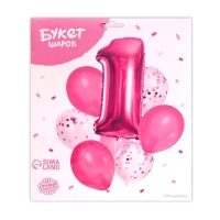 Набор воздушных шаров &laquo;1 годик&raquo;, для девочки, с конфетти, фольга, латекс, 8 шт.