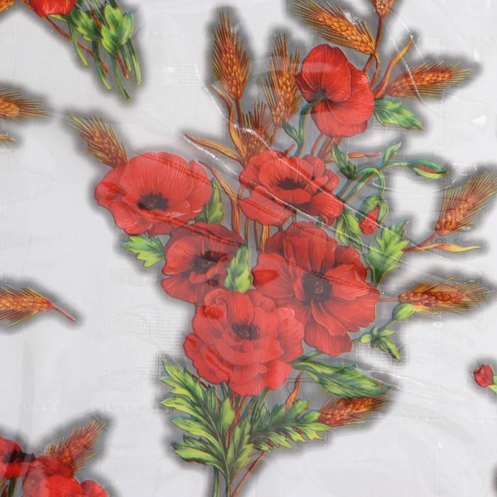 Клеёнка на стол Доляна &laquo;Маки&raquo;, ширина 137 см, толщина 0,08 мм, рулон 30 метров