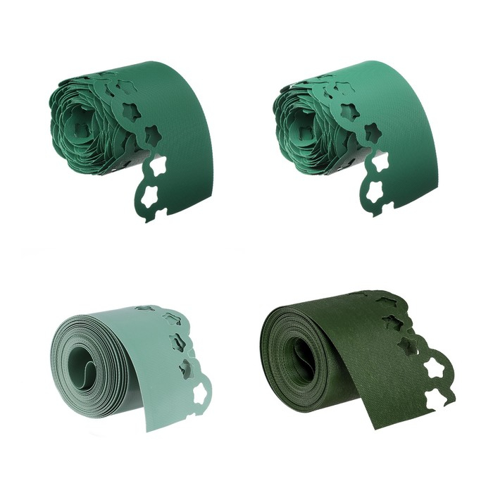 Лента бордюрная, 0.15 &times; 9 м, толщина 1.2 мм, пластиковая, фигурная, зелёная, Greengo