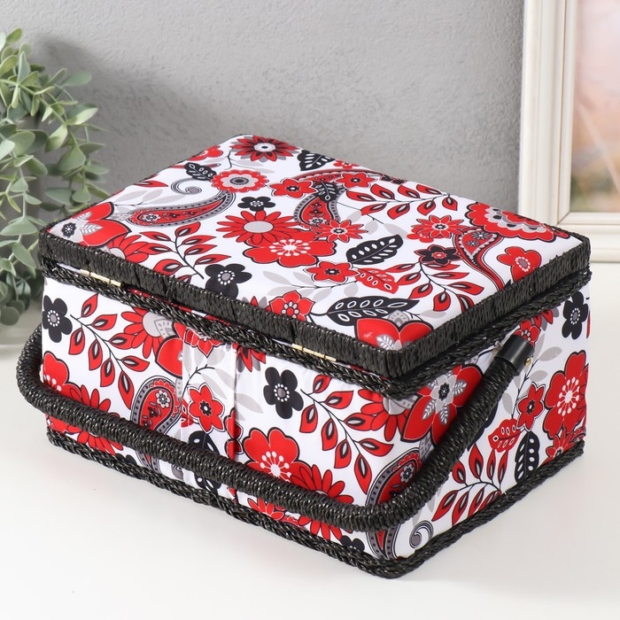 Шкатулка для рукоделия Шкатулка для рукоделия "Народный цветочный узор" 19х26х14,5 см