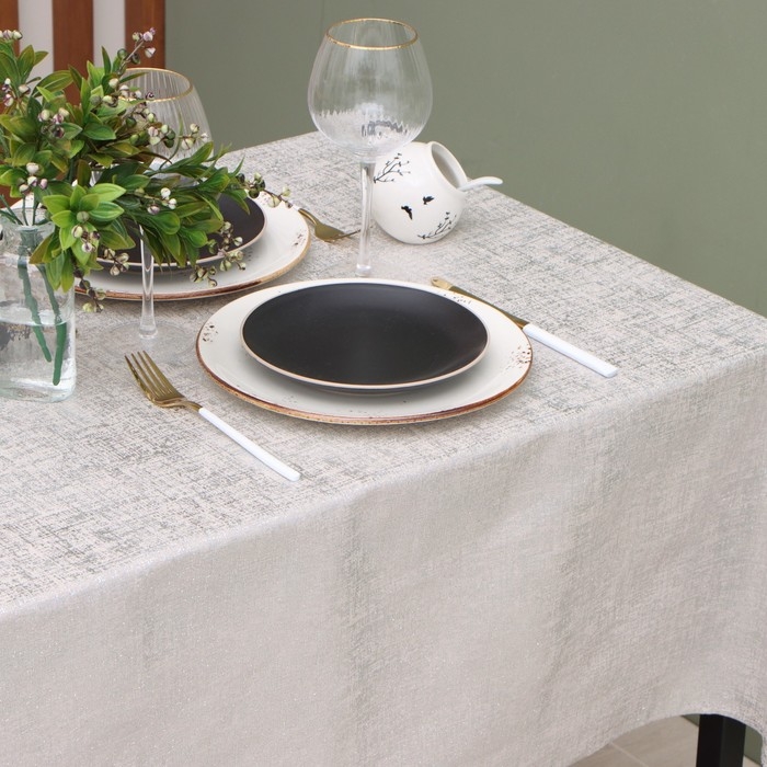 Скатерть Этель серебро 140*220 &plusmn;5 см, 100% п/э, 180гр/м2
