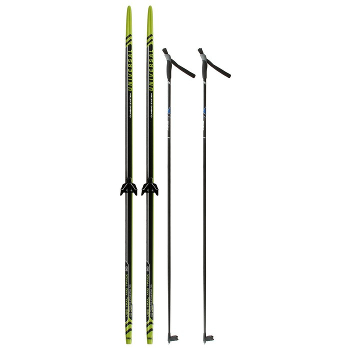 Комплект лыжный: пластиковые лыжи 200 см с насечкой, стеклопластиковые палки 160 см, крепления NN75 мм, цвета МИКС Комплект лыжный: пластиковые лыжи 200 см с насечкой, стеклопластиковые палки 160 см, крепления NN75 мм, цвета МИКС